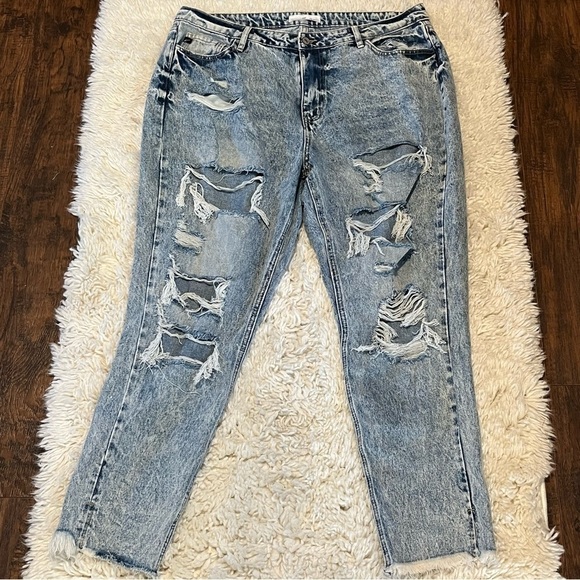 KanCan Jeans Womens Plus 16w Ripped Destroyed Frayed Hem Ankle Skinny Stretch - Picture 1 of 9